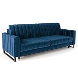 Siblo Sofa Mono 3 Kollektion - Sofa mit Schlaffunktion - Elegante Couch - Wohnzimmer Möbel - Komfortables Schlafsofa - Sofa 3-Sitzer - Klappsofa mit Bettkasten - 234x96x86 cm - Blau