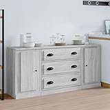 JUNZAI Sideboards 3 STK Kommode Schlafzimmer, Schlafzimmer Möbel, Komodenschrank, Esszimmer Schrank, Büromöbel, Buffetschrank, Grau Sonoma Holzwerkstoff