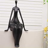 LGYKUMEG Dekofiguren Modern Tischdekoration,Statuen Und Skulpturen,Frau Skulptur Figuren Yoga Statue Dekor Woman Arts Geschenk,Homeoffice Bücherregal Dekor,Schwarz,37 * 21cm