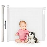 HollyHOME Treppenschutzgitter Ausziehbar 180 cm, Extra Breit, Einhandbedienung, Baby Türschutzgitter für Babys und Haustiere, Kinderschutzgitter, Maschengitter für Treppen, Türen, Flure, Weiß