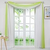 Delien Voile 1er Pack Gardinenschals Querbehang Transparente Gardine Freihanddeko Vorhang Einfarbige Farbverlauf Dekoschals Hängevorhang für Wohnzimmer Hochzeit Feier Party BxH 140x500cm,Grün