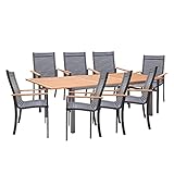 NATERIAL - Gartenmöbel Set für 8 Personen - Gartentisch ORIS 180/240x100 cm - Ausziehtisch - 8 Gartenstühle Dora mit Armlehnen - Stapelbar - Sitzgruppe - Aluminium - Recycelter Kunststoff