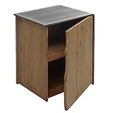 Beistelltisch HWC-L76, Kommode Nachttisch Schrank, Industrial Holz MVG-Zertifiziert 60x50x40cm, Natur mit Metall-Optik
