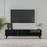 moebel17 TV-Schrank, Fernsehtisch,TV Lowboard,TV Tisch,Sideboard stehend, Schwarz, Holz, mit Türen viel Stauraum, für Wohnzimmer, Designerstück,160 x 45 x 37 cm, 9628