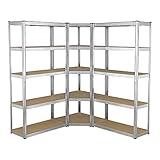 pro.tec Regalsystem Birthälm 3er Set 180x160x160cm 2 Lagerregale mit Eckregal Schwerlastregale Steckregal Stahl