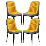 Frisierstuhl, Leder-Esszimmerstühle, 4er-Set, Mid-Century Modern, Einfachheit, Schlafzimmer, Ehezimmer, Balkon, Sofa, Stuhl, Schminktisch, Make-up-Stuhl (Farbe: Gelb)