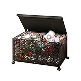 BestAlice 1 Packung Spielzeugkiste Organizer, große Spielzeugkiste mit Deckel, faltbare Metall-Spielzeug-Organizer und Aufbewahrungskörbe mit Rollen und Griff (schwarz)