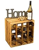 Kistenkolli Altes Land Weinregal 16er weiß/Natur/geflammt Maße 40x40x27cm Regalkiste Flaschenablage Weinregal Apfelkiste/Weinkiste (Weinregal 16er geflammt)