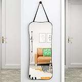 NEVKA Asymmetrischer Spiegel mit Holzrahmen, zum Aufhängen, unregelmäßiger Spiegel, 40 x 70 cm, Wandspiegel, dekorativer, an der Wand befestigter Akzentspiegel für den Eingangsbereich des Schlafzi