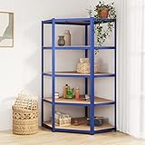 RAUGAJ 5-lagiges Eckregal, blauer Stahl und technisches Holz, Artikelfarbe: Blau