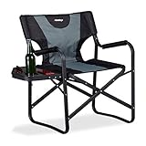 Relaxdays Regiestuhl mit Tisch, klappbarer Campingstuhl für Garten, Festival & Angeln, mit Getränkehalter, schwarz-grau