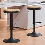YOUNIKE Barhocker 2er Set Holz Barstuhl Höhenverstellbar 360 ° Schwenkbar Tresenhocker Küchenstühle mit Fußstütze für Bar Bistro Café Küche, Schwarz