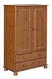 Steens Richmond Kleiderschrank/ Wäscheschrank, 2 Türen, 2 Schubladen, 88 x 137 x 46 cm (B/H/T), Kiefer massiv, gelaugt lackiert