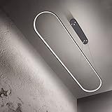 Bellastein Pendelleuchte Oval Esstisch Büro Lampen, LED Hängeleuchte Dimmbar Deckenleuchte mit Fernbedienung, Modern Ring Design Kronleuchter für Esszimmer Küchenlampe Blendfrei (L90cm, Schwarz)