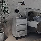 Hommdiy Nachttisch mit Metallbeinen Grau Sonoma 40x35x69 cm