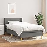 Tidyard Boxspringbett mit Matratze Polsterbett Hotelbett Bett Designerbett Doppelbett/Einzelbett Schlafzimmerbett Bettrahmen Gästebett Jugendbett Dunkelgrau 100x200 cm Stoff