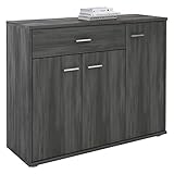 CARO-Möbel Sideboard Estelle Mehrzweckschrank, Esche grau mit 3 Türen und 1 Schublade, 88 cm breit