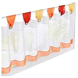 ESLIR Scheibengardine mit Schlaufen Vorhang Küche Bistrogardinen Transparent Stores Gardinen Kurzgardine Voile Orange HxB 45x90cm1 Stück