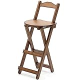 Barhocker Klappbarer Bambus Küchenstühle mit Rückenlehne Fußstütze Barstuhl für Küche Haus Garten Bar (Color : Brown, Size : 75cm/30inch)