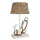 Grafelstein Tischlampe ANKER weiß braun Holz mit Dekoseil Tau maritim Hamptons Long Island