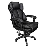 Trisens Schreibtischstuhl ergonomisch mit Flexibler Rückenlehne & Kopfstütze - Bequemer Bürostuhl für Schreibtisch - Büro Stuhl, Drehstuhl, Chefsessel, Farbe:Schwarz