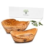 SOLTAKO hochwertige rustikale Snackschalen aus Olivenholz, Dekoschale, Natur Holzschale, Schlüsselablage, Schmuckschale, Olivenholz Schale, Dipschale, Handarbeit. Ca. 14 cm, Höhe 4,5 cm