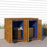 JUNZAI Gartenbox, Kissenbox Outdoor WassBerdicht, Auflagenbox, Aufbewahrungsbox, Terrassenschrank, Gartentruhe, Gartenkiste, Garten Aufbewahrung, 140x87x104 cm Massivholz Akazie