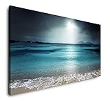 Paul Sinus Art Meer mit Strand 120x 60cm Panorama Leinwand Bild XXL Format Wandbilder Wohnzimmer Wohnung Deko Kunstdrucke