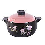 fikujap Auflaufschale Mit Deckel, Runden, Nicht Stehenden Keramik -Auflaufkaser -Tontopf Zum Kochen Heißen Topfes Und Suppe, Hitziger Widerstandssenware -Reiskocher,2.5L