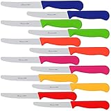 Rosenstein & Söhne Brotzeitmesser: 12er-Set bunte Frühstücksmesser mit Wellenschliff, 11,4cm Klingenlänge (Brötchen-Messer)