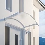 Schulte Vordach Überdachung Haustürvordach 160x90cm Polycarbonat klar Aluminium weiß Rundbogenvordach, EP1200-30-04