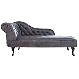 Invicta Interior Design Chesterfield Recamierè antik grau Récamiere Chaiselongue Chaise Longue Sofa Wohnzimmer Ottomane