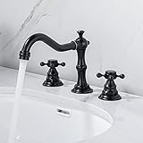 AANAN Wasserhähne, Beckenarmaturen Messing Badezimmer Wasserhahn Antiker Waschbecken Wasserhahn 3 Loch Doppelgriff Heißer Kaltwaschhahn Wasserhahn, (Öl Gebürstet)