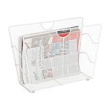 Relaxdays Zeitungsständer Metall, Zeitschriftenständer freistehend, Mesh, Wohnzimmer und WC, HBT: 27 x 39 x 17 cm, weiß