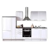WELCOME 6 Moderne Küchenzeile ohne Elektrogeräte in Weiß Hochglanz - Geräumige Einbauküche mit viel Platz und Stauraum - 300 x 204 x 60 cm (B/H/T)