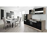 respekta Küche Küchenzeile Küchenleerblock Leerblock 310cm Eiche Sonoma Sägerau Front Schwarz