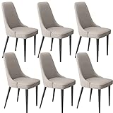 Modernes, modernes Latex-Pad, 6 Wohnzimmer-Beistellstühle mit weichem Mikrofaser-Leder und Metallbeinen, Küchen-Esszimmerstühle, Esszimmerstühle (Farbe: Grau, Größe: Schwarze Füße)