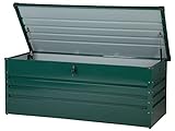 Beliani Große Metall-Gartentruhe 600 l dunkelgrün Kissenbox Auflagenbox für die Terrasse wasserdicht Aufbewahrungsbox Gartenbox Cebrosa