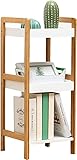 Hohes Holzregal, 3-stufiges Leiterregal, Badezimmerregal, Lagerregal für Wohnzimmer, Arbeitszimmer, Küche, Balkon, Pflanzenständer, freistehendes Bambus-Bücherregal-A 35 x 30 x 72 cm (14 x 1