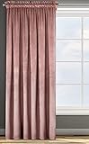 Eurofirany ROSA Vorhang Samt Velvet Kräuselband -1 STK. Weich Edel Gardine 200g/m² Elegant Glatt Einfarbig Flauschig Modern Klassisch Wohnzimmer Schlafzimmer, 140x270 cm, Dunkelrosa