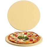 homEdge Pizzastein-Set, strapazierfähiger runder Cordierit-Backstein für Brot, Pizza, Kochstein für Ofen und Grill, 38,1 cm (Durchmesser)