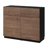 Ikea KLACKENÄS Sideboard 120x97 cm schwarz / eiche furnier braun gebeizt