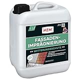 MEM Fassaden-Imprägnierung, Langanhaltender Abperleffekt, Auch für schlecht saugende Untergründe, Einfache Anwendung, Lösemittelfrei, 5 l, Milchig-weiß