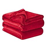 Aisbo Kuscheldecke Flauschig Fleecedecke Couch - Decke Rot Riesig 230x270 cm Couchdecke, Kuschlig Wohndecke Weich als Sofaüberwurf Decke Sofadecke
