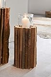 Dekoleidenschaft Windlichtsäule Rustikal aus recyceltem Holz, 41 cm hoch, Dekosäule, Kerzenhalter, Holzsäule, Dekosäule mit Kerzenglas, Bodenwindlicht, Kerzensäule