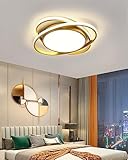 Wohnzimmerlampe Deckenlampe LED Deckenleuchte Dimmbar 3000K-6500K Mit Fernbedienung, Modern 60W Rund Acryl Lampenschirm Für Wohnzimmer Schlafzimmer Esszimmer Küche Flur Lampe 50CM (Color : Gold)