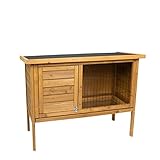 Kaninchenstall Stella aus Massivem Tannen-Holz - Maße: 92x45x70 cm - wetterfest für draußen - Kleintierstall