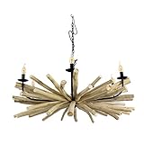 Licht-Erlebnisse Kronleuchter Pendelleuchte Treibholz Metall Ø 100 cm Unikat Handarbeit Schwemmholz Hängelampe Esstisch Wohnzimmer