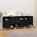 ZEYUAN Sideboards 3 STK Kommode Schlafzimmer, Schlafzimmer Möbel, Komodenschrank, Esszimmer Schrank, Buffetschrank, Büromöbel, Schwarz 60x35x70 cm Holzwerkstoff