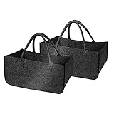 Oikabio 2 Pack Filz für Brennholz Einkauf Tasche Holz Korb Filz Korb Einkauf Korb Filz Faltbar 50X 25 X 25Cm (Schwarz)